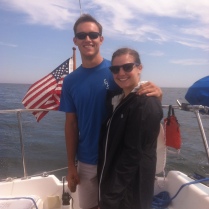 Jen and I sailing on my dad's boat